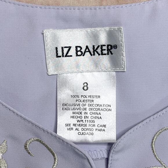 Vintage 90s Liz Baker Floral Embroidered Blouse Pastel Purple Pearlescent Beaded - Picture 4 of 6